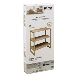 Étagère 4 cases empilables "Mix N' Modul" effet chêne naturel