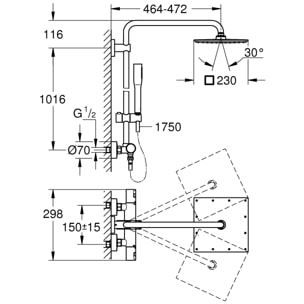 GROHE Vitalio Joy System 230 Colonne de douche avec mitigeur thermostatique Chromé 26365000