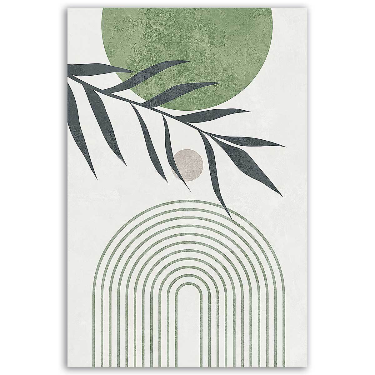 Tableau abstrait feuillage et arches Toile imprimée