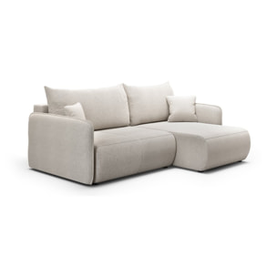 MILO - Canapé d'angle droit 4 places en tissu taupe