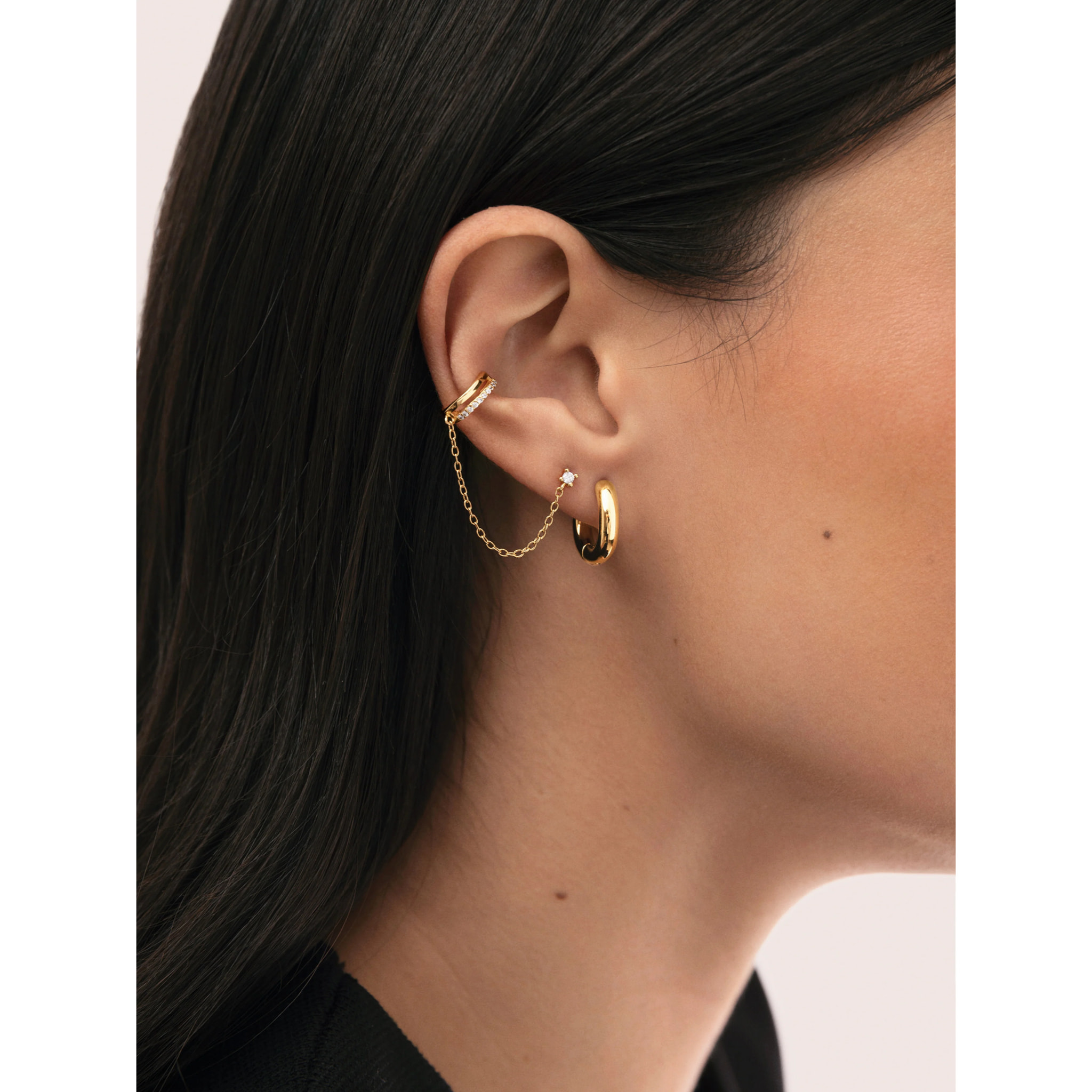 Pendiente Suelto Zoe Plata Baño Oro