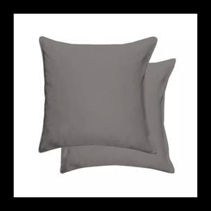 Taie d'oreiller soie uni gris Jouvence titane
