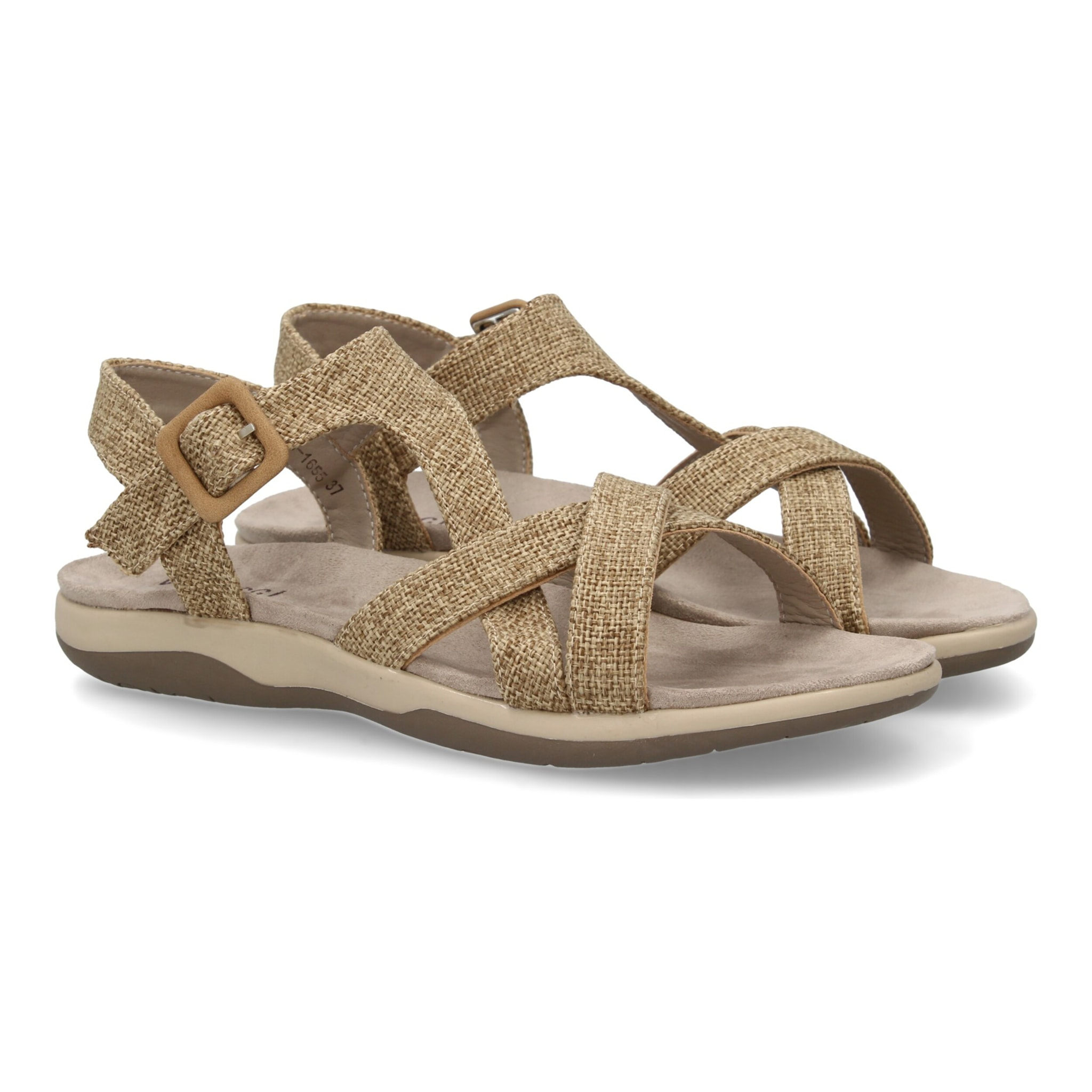 Sandalias planas de mujer diseño moderno, comodas con cierre de cierre autoadherente y con tiras cruzadas