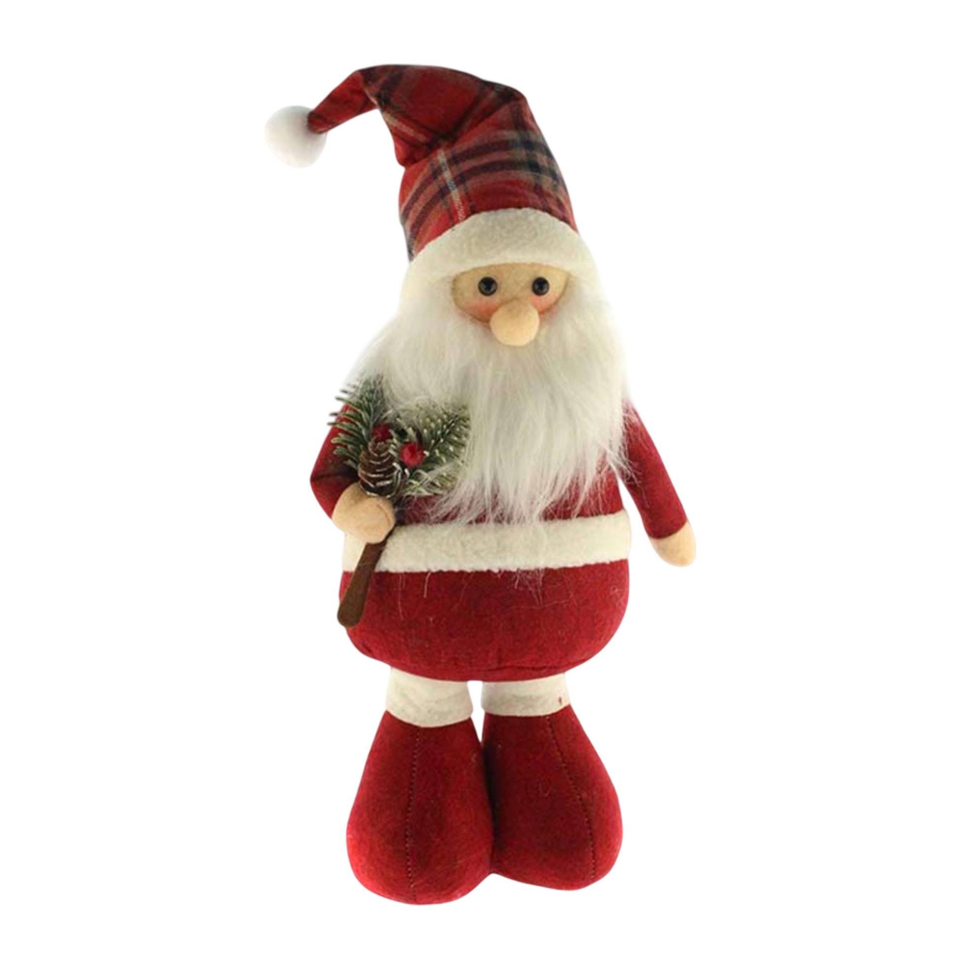 Figura decorativa de santa de pie con diseño vichy rojo h.46cm