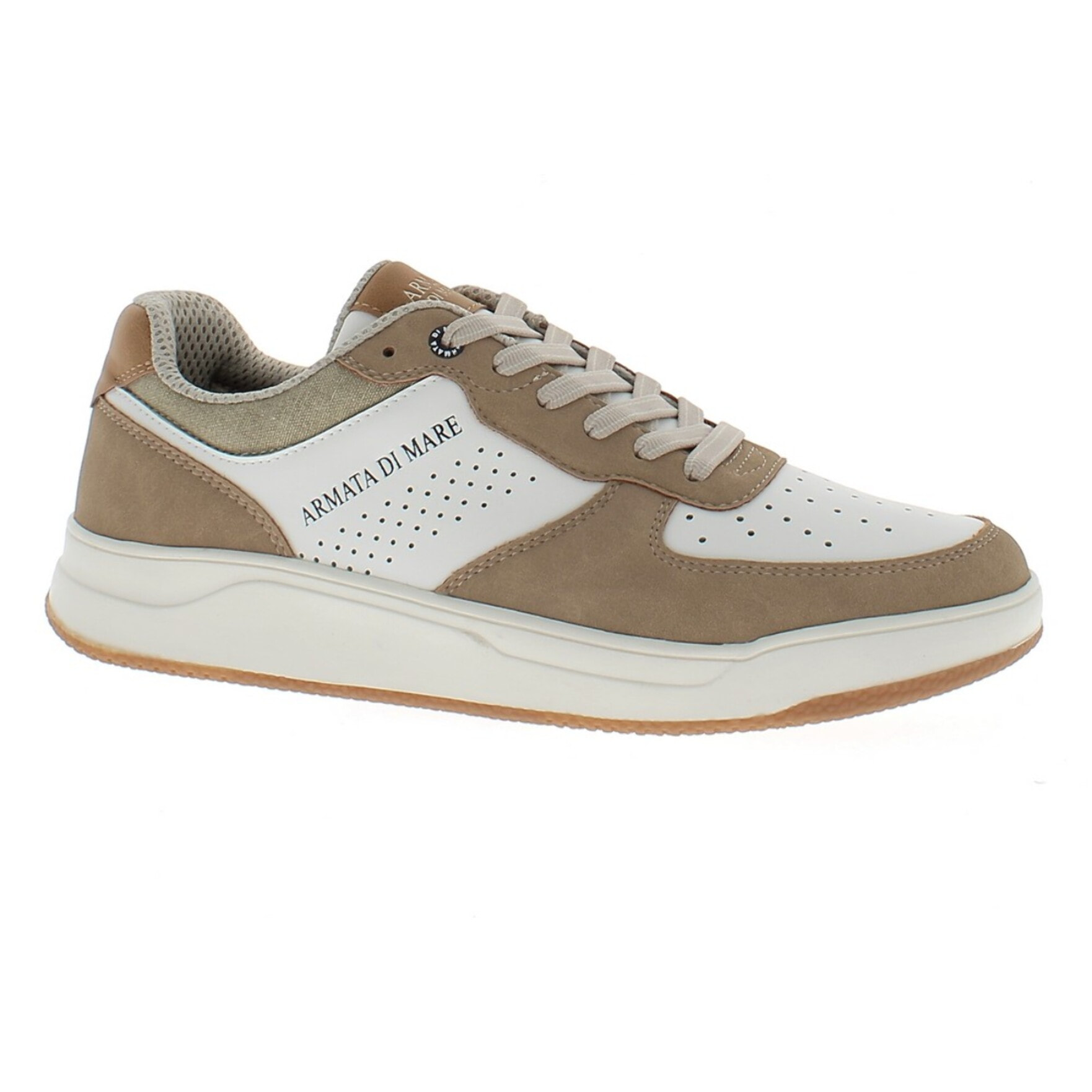 Armata di Mare Scarpe Uomo Sneakers Basse Stringate con Soletta Rimovibile in Memory Foam AMU S25N719 Beige Off White