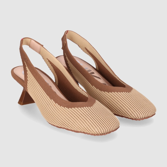 Zapatos de Tejido - Beig - Tacón: 4 cm