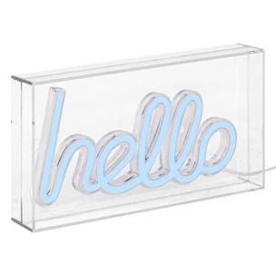 Tube néon à poser led "Hello" bleu L 23cm