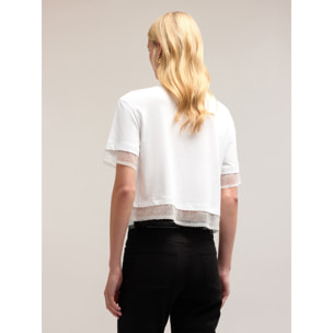 Motivi - Camiseta con bordes de lentejuelas - Blanco