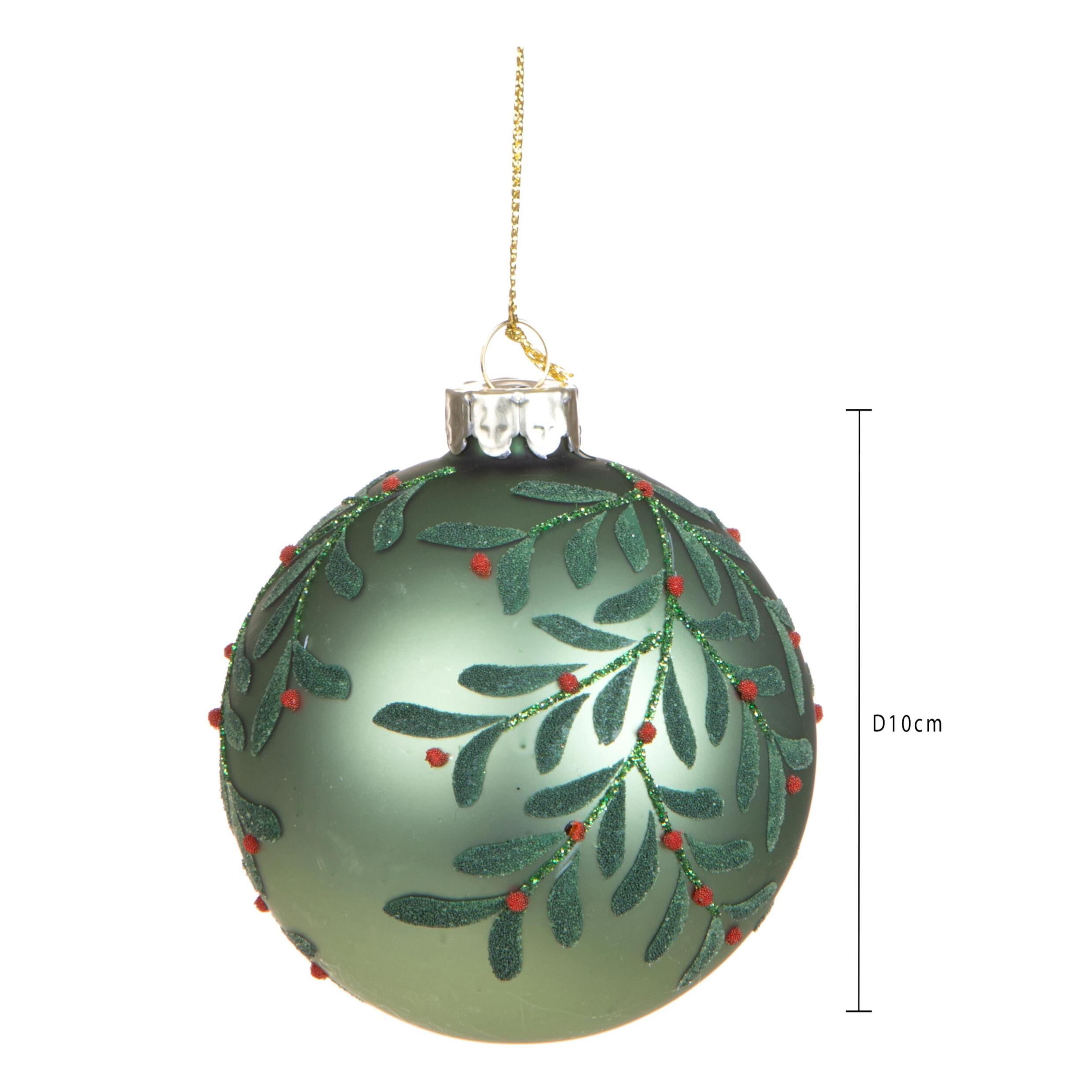 Sfera con foglie rilievo - Pezzi 6 - VERDE - Bianchi Dino SpA