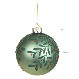 Sfera con foglie rilievo - Pezzi 6 - VERDE - Bianchi Dino SpA
