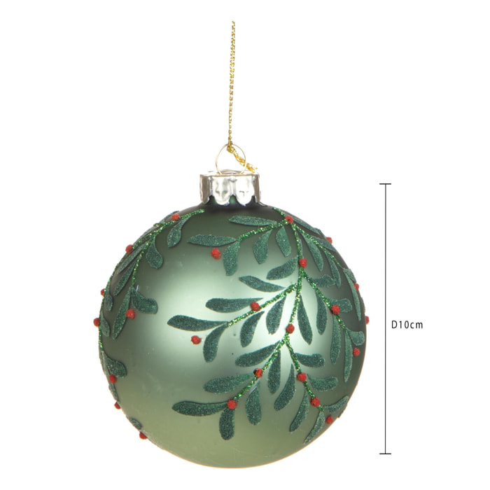 Sfera con foglie rilievo - Pezzi 6 - VERDE - Bianchi Dino SpA