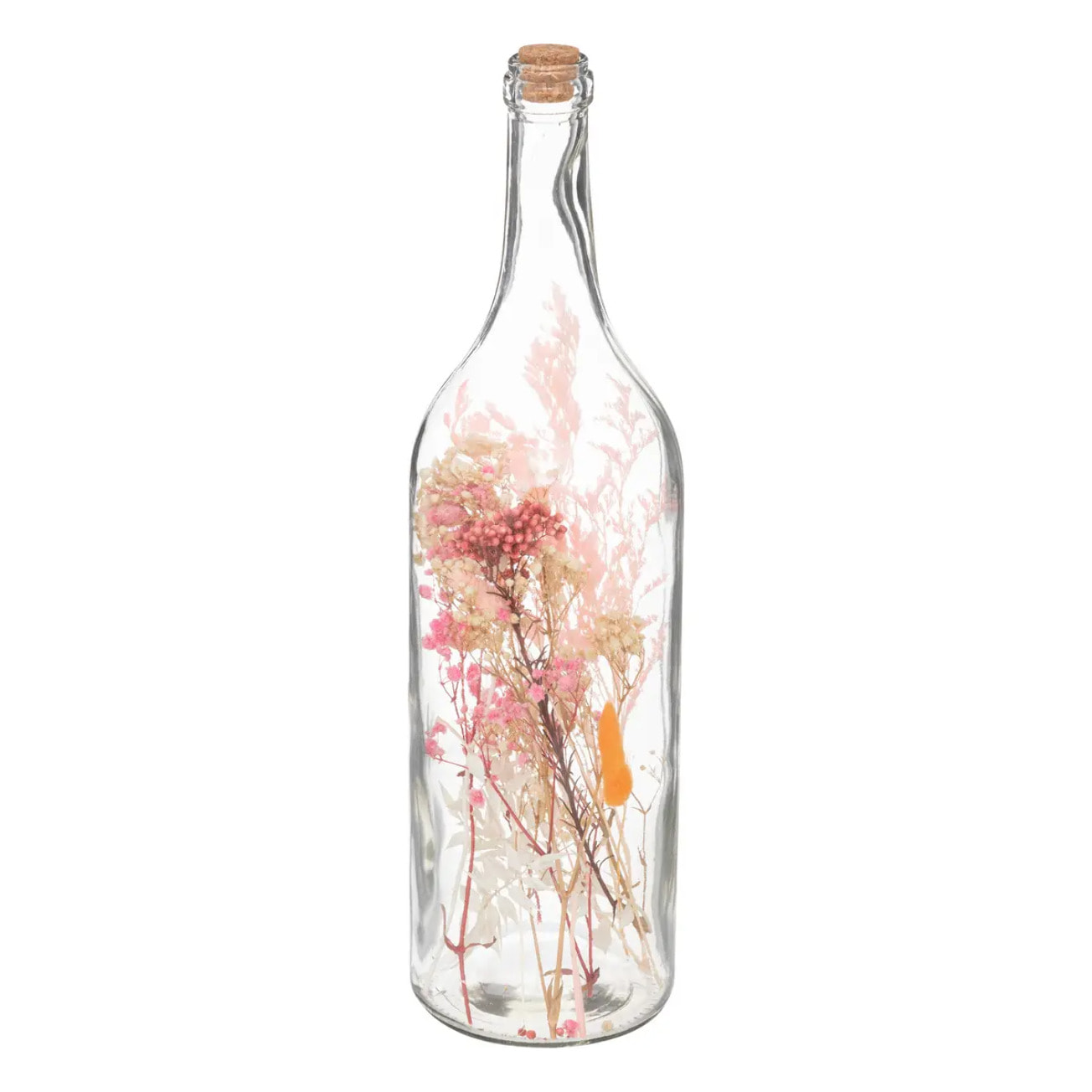 Fleurs séchées en bouteille - verre - H45 cm