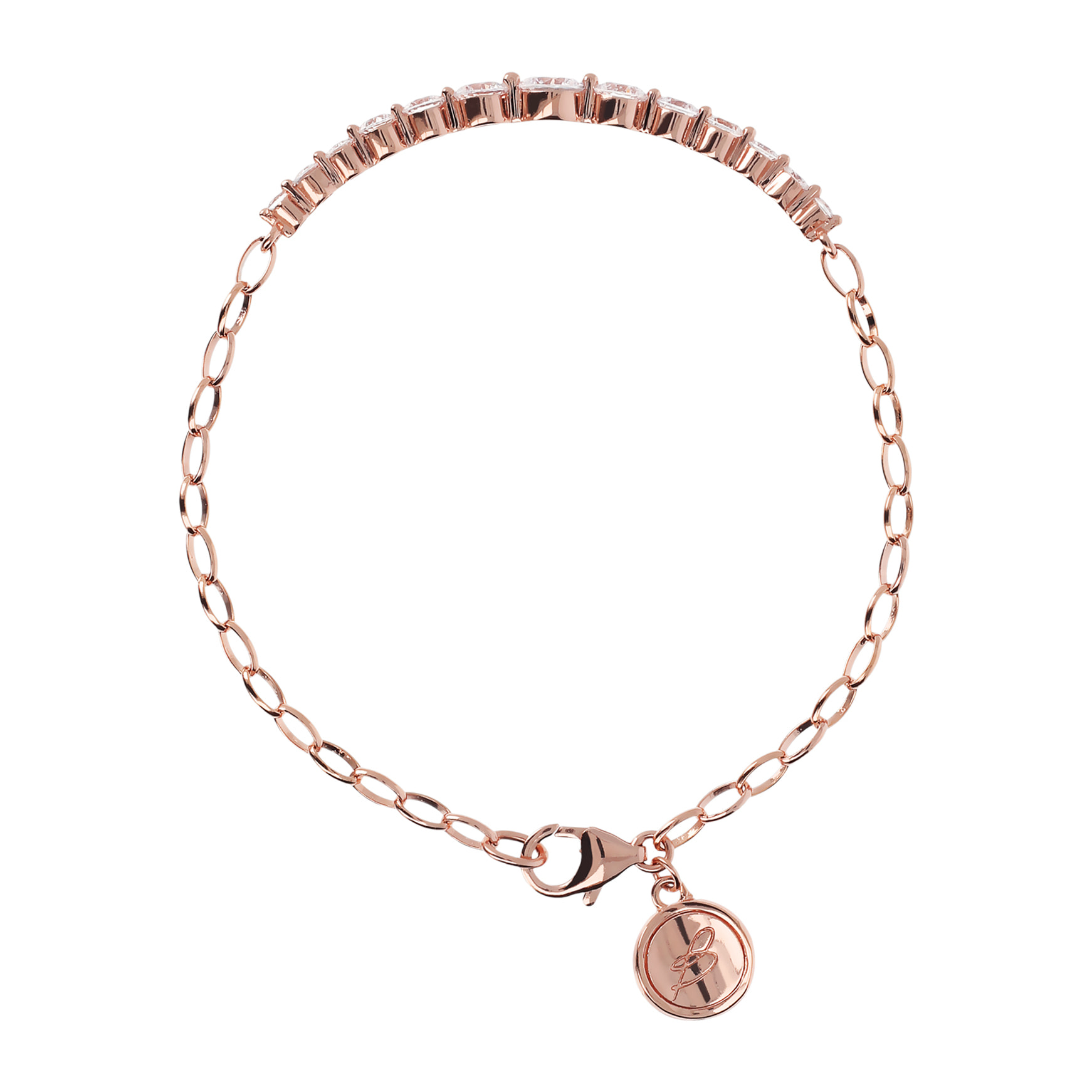 Bracciale a Maglia in Golden Rosé con Cubic Zirconia Placcato in Oro Rosa 18kt