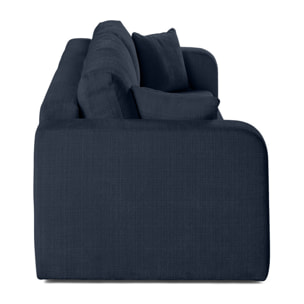 Miro - canapé droit 3 places - convertible avec coffre - en velours texturé - Bleu