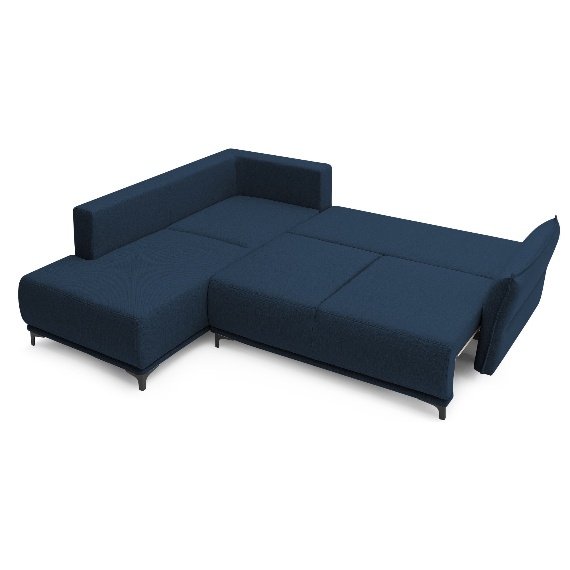 Arya - canapé d'angle convertible - avec coffre - 5 places - style contemporain - gauche - Bleu