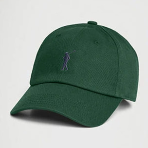Gorra verde botella de seis paneles con logo Rigby Go