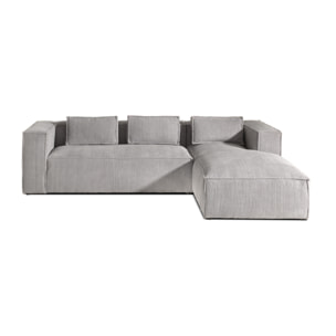 Stella - canapé d'angle droit en velours côtelé - 4 places -style contemporain - Gris clair