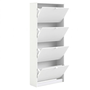 Scarpiera Sobral 4 Ante Salvaspazio Mobile Porta Scarpe Capiente Moderno Per Ingresso Corridoio Camera Struttura Resistente 162 x 25 x 71 Cm Bianco