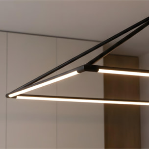 LEDS C4 Lámpara Colgante Tubs 1200MM LED 53.5W Blanco Cálido 3000K Negro para Interior,