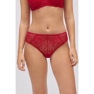 Slip midi in pizzo floreale e plumetis