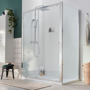 Receveur douche Ipso 120x80 + paroi coulissante angle + bonde