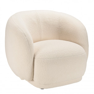 LEOPOLD - Fauteuil arrondi en tissu bouclette écru