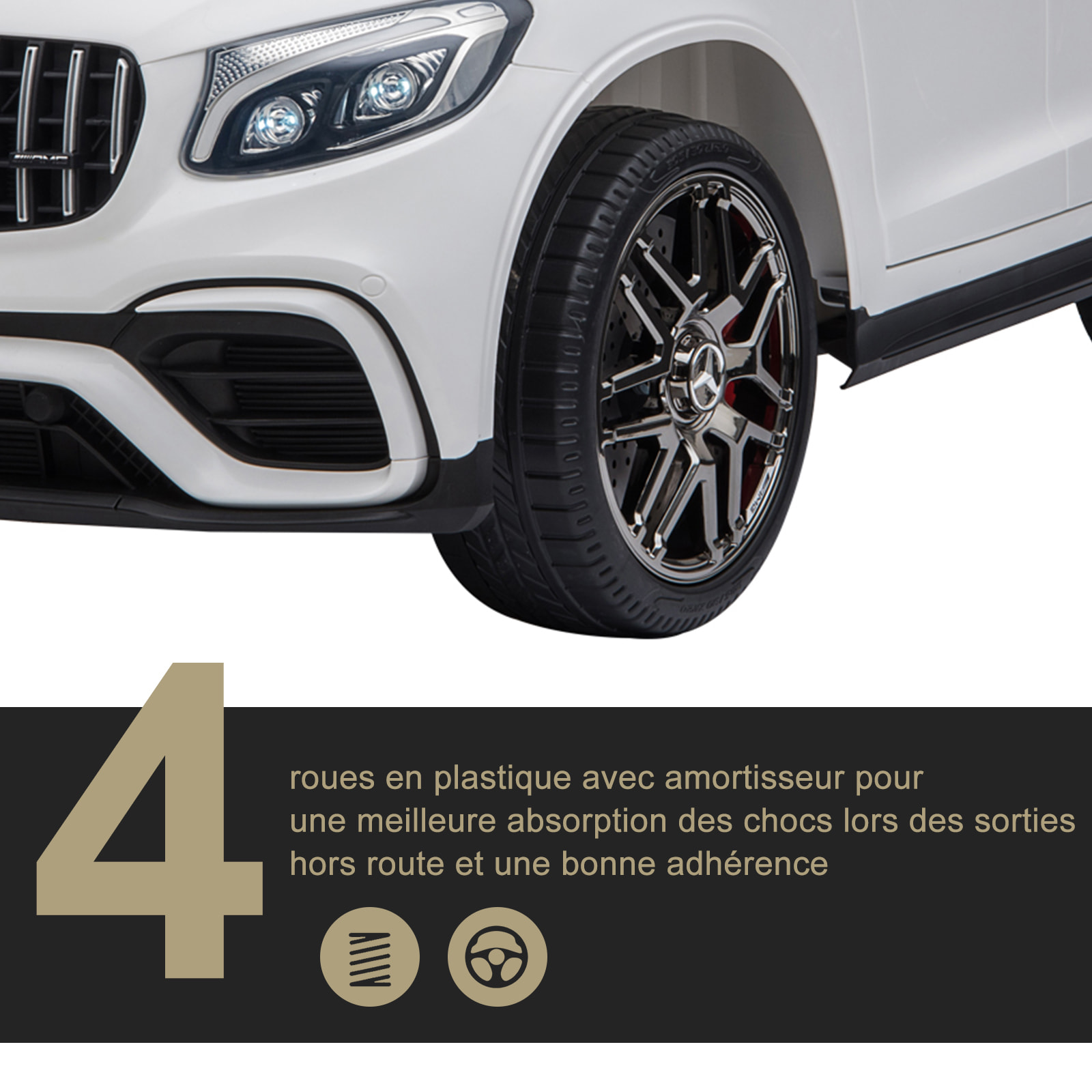 Voiture véhicule électrique enfant 12 V 35 W V. 3-5 Km/h télécommande effets sonores + lumineux Mercedes GLC AMG blanc