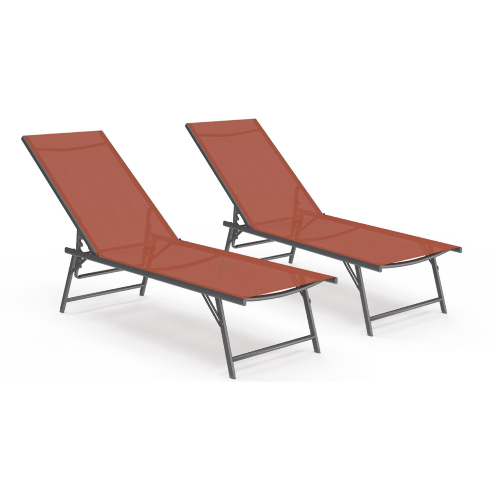 Transats inclinables Malaga 4 positions terracotta - lot de 2
