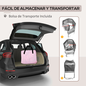 Parque Plegable para Perros y Gatos, Corralito Portátil para Animales Pequeños Impermeable de Tela Oxford con 2 Puertas, para Exterior e Interior, Ø90x41 cm, Rosa