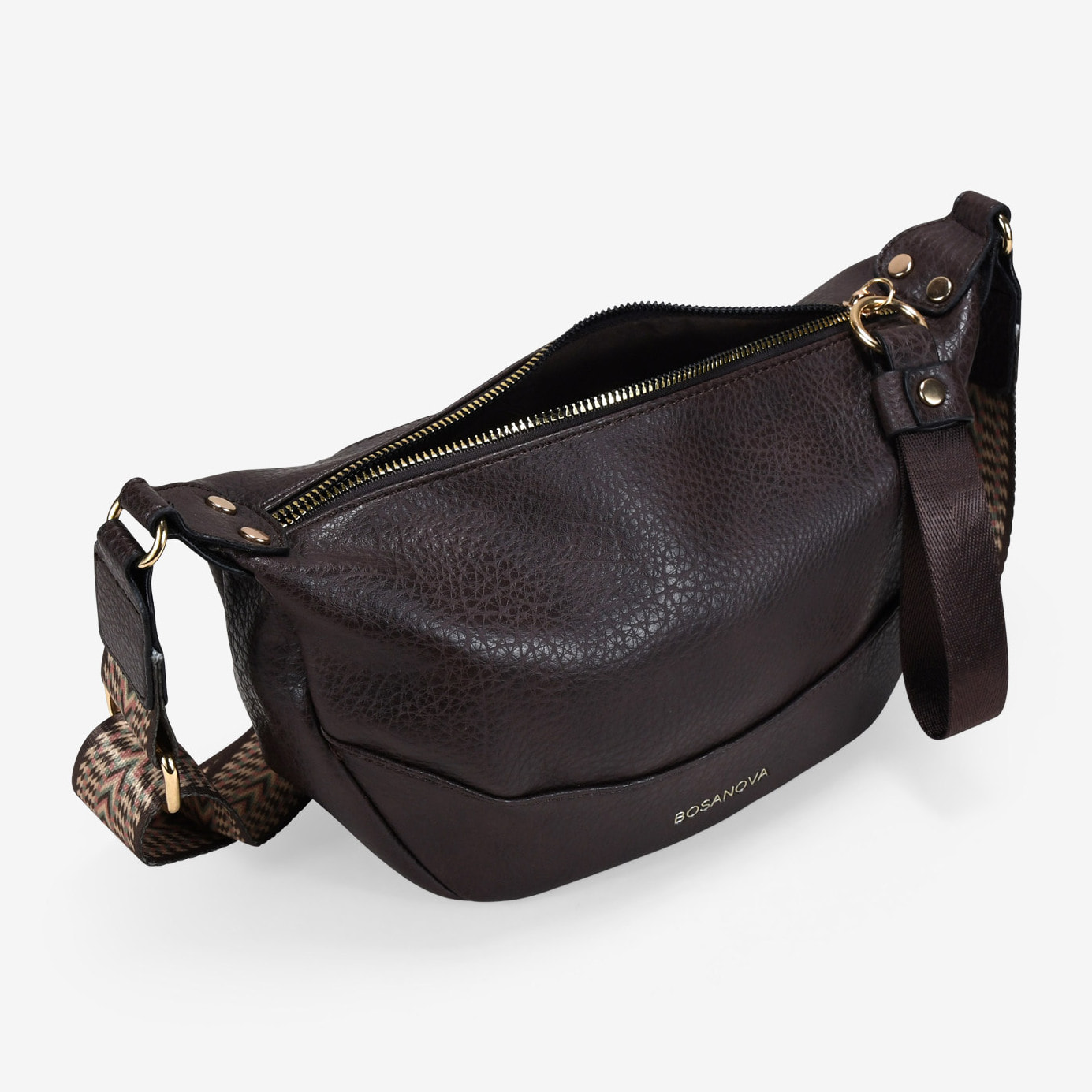 Bolso bandolera visón con asa de algodón étnica