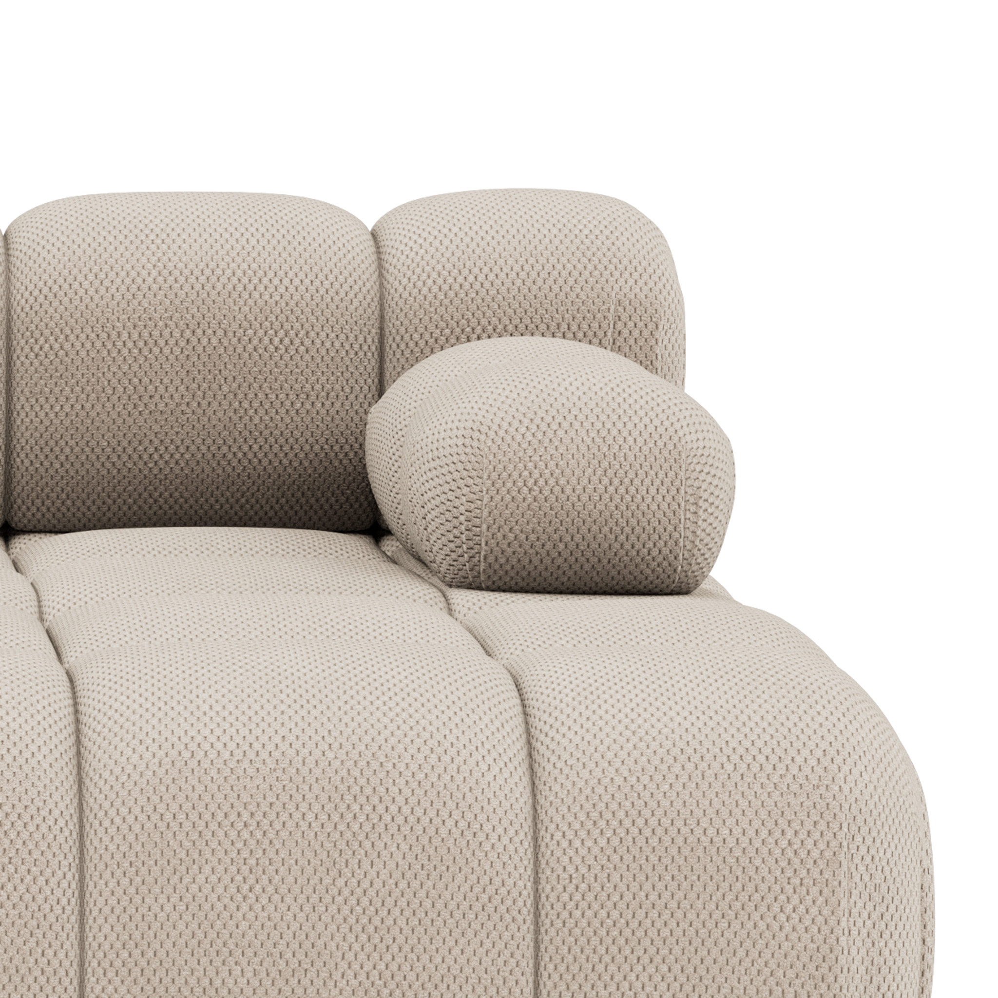 Ruby - canapé droit 4 places avec double méridienne - assise profonde - en velours texturé - Beige