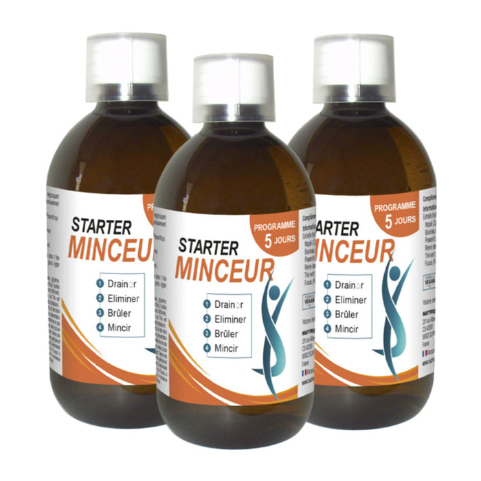 EFFINESS - Starter Minceur - Active l'élimination et l'amincissement - Détoxifie l'organisme - 13 extraits de plantes - Cure 5 jours - Flacon de 250ml - Lot de 3