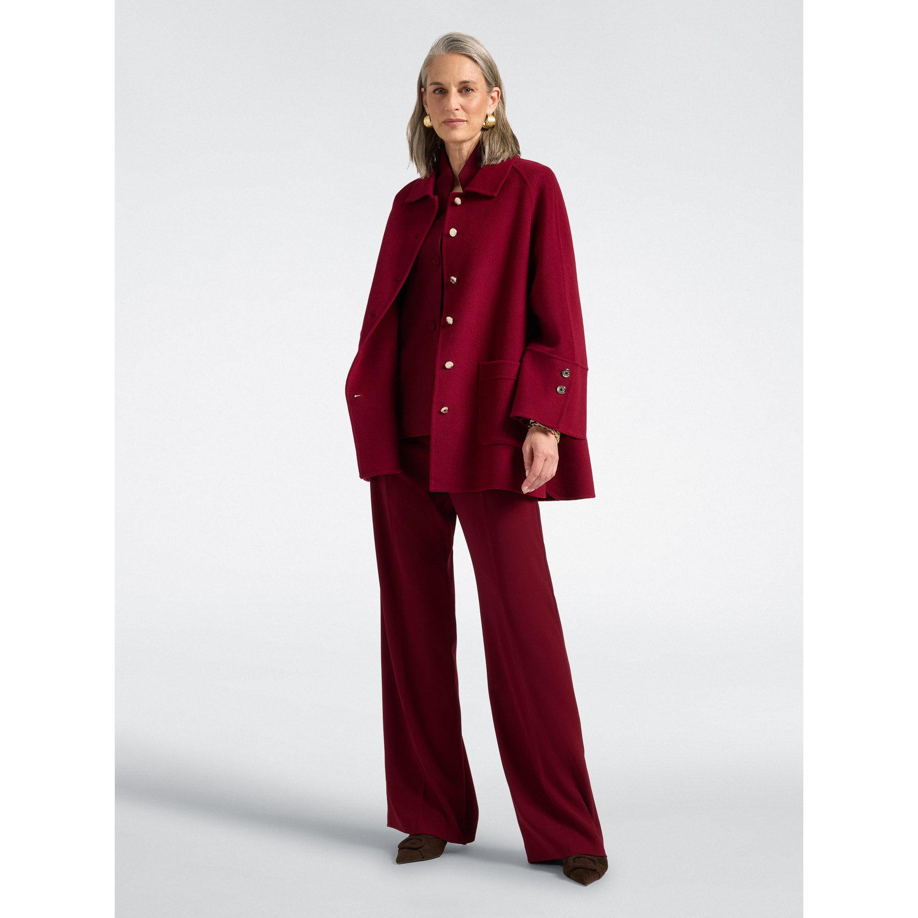 Elena Mirò - Cappotto misto lana double - Bordeaux