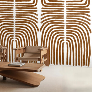 Carta da Parati Boho Astratta Marrone e Bianca