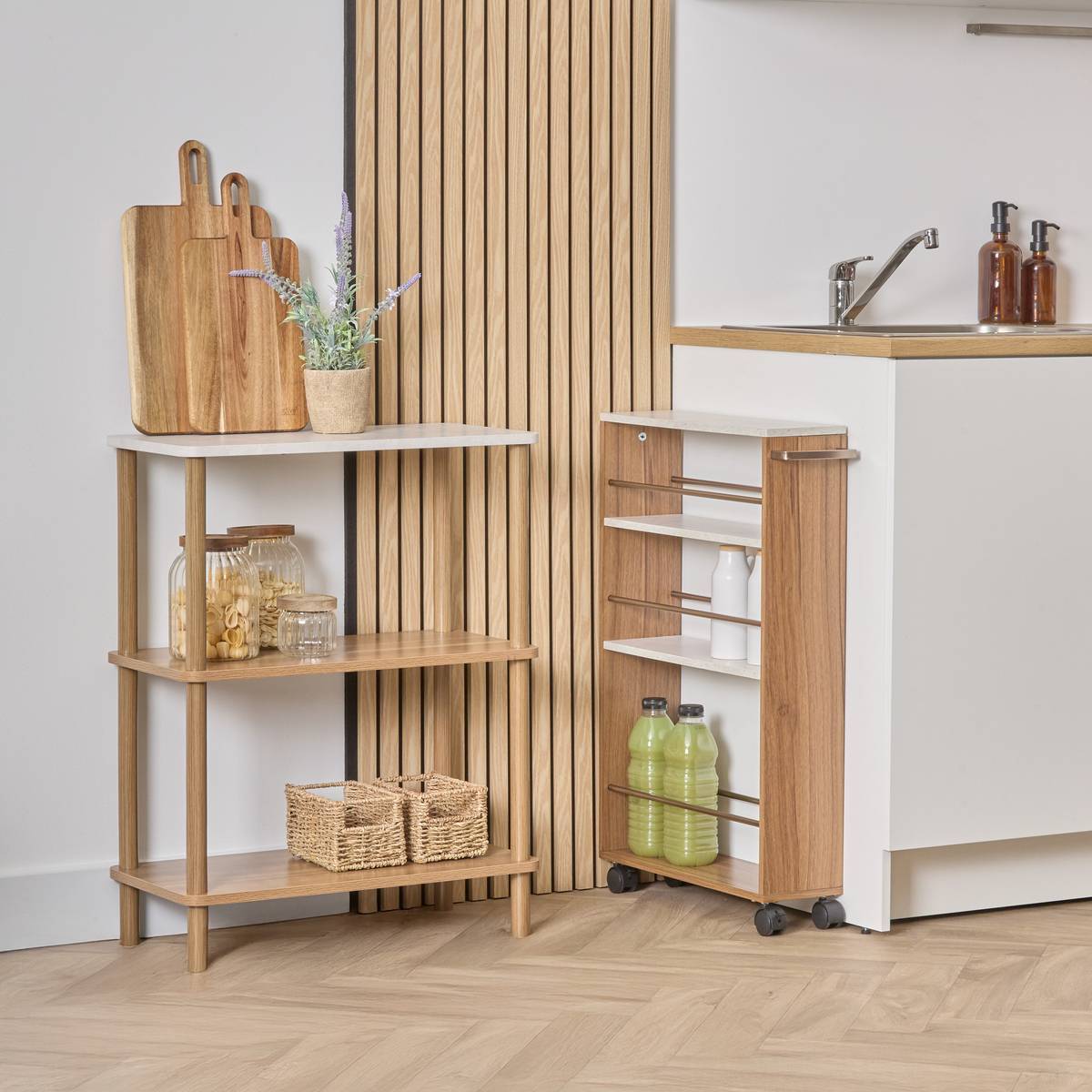 Desserte 4 niveaux Come L15cm marron