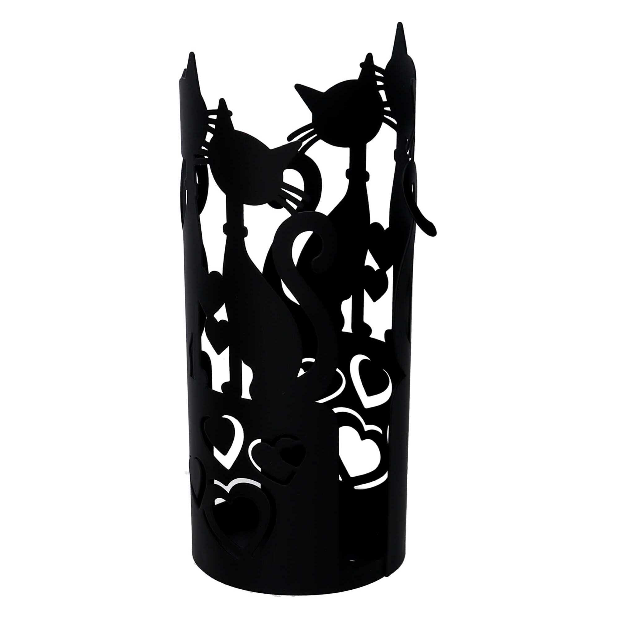 Portabicchiere in metallo gatti nero tondo cm ø8h20
