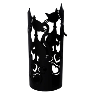 Portabicchiere in metallo gatti nero tondo cm ø8h20