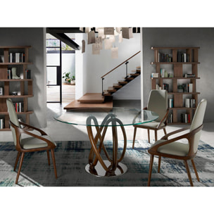 Mesa de cristal y haya