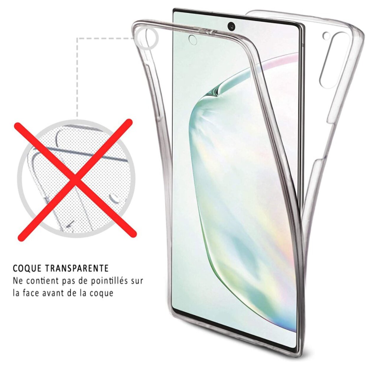 Coque Samsung Galaxy Note 10 360° intégrale protection avant arrière silicone transparente