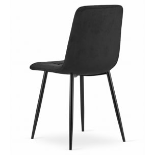 Set di 3 Sedie Kara in Velluto Nero e Metallo