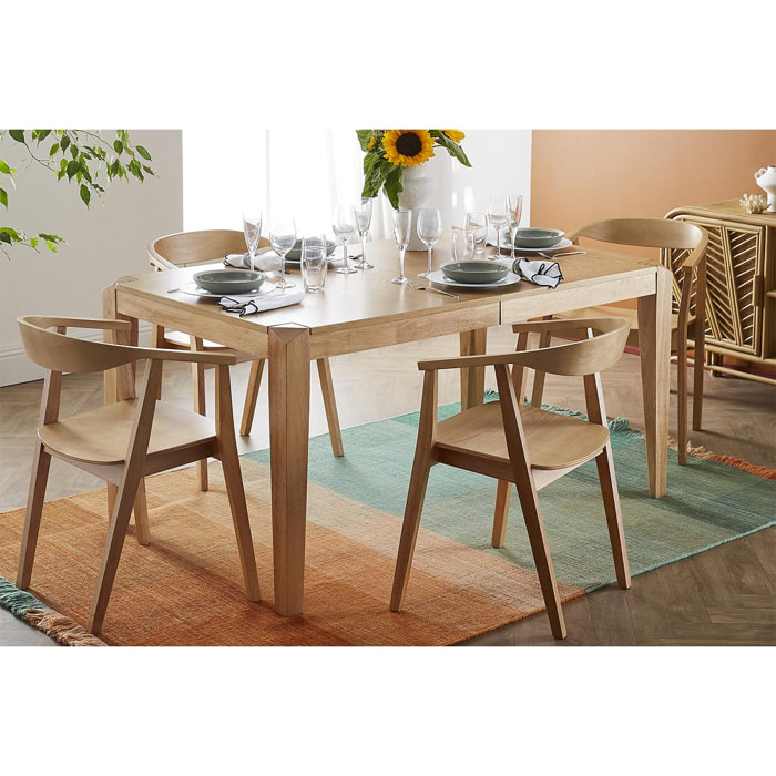 Table à manger extensible placage frêne et hévéa massif L150-180 cm BOLLY