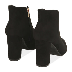 Ankle boots neri in microfibra, tacco 9 cm