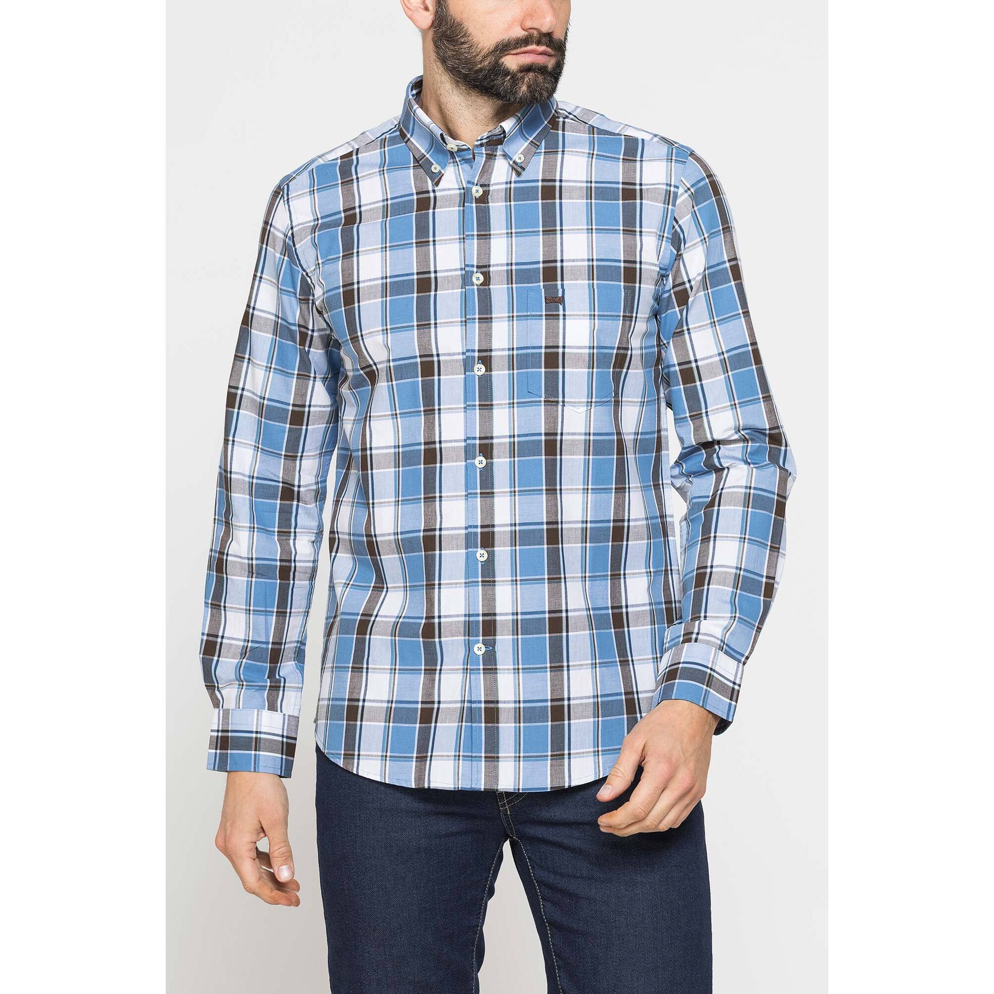 CAMICIA BUTTON-DOWN CON MANICA LUNGA E TASCHINO