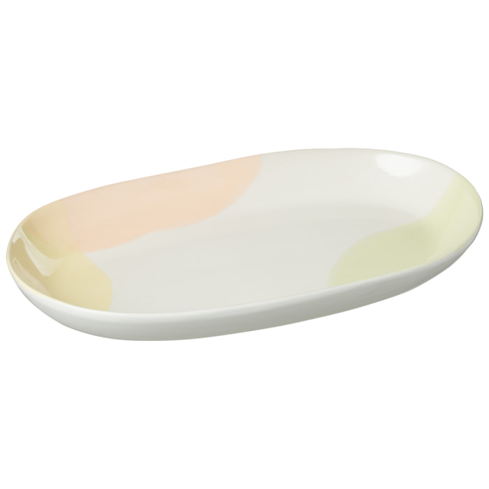 J-Line Assiette Ovale Point Porcelaine Mix