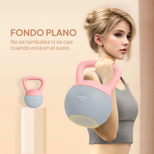 Pesa Rusa 6 kg, Soft Kettlebell Relleno de Arena Metálica y Mango Antideslizante, para Entrenamiento Culturismo en Casa, Gimnasio, Rosa Palo y Gris