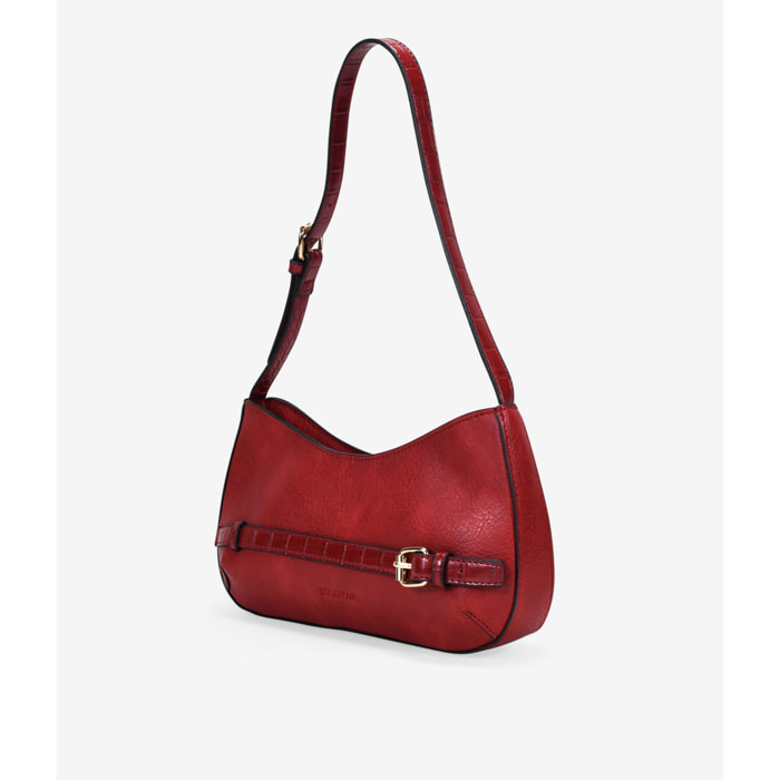 Bolso de hombro rojo con cremallera