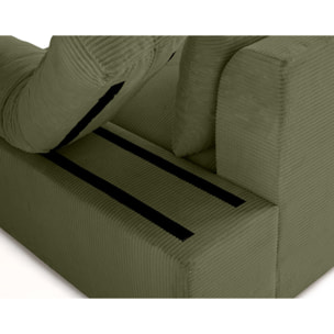 Aspen - canapé d'angle réversible 5 places - assise profonde - en velours côtelé - Vert