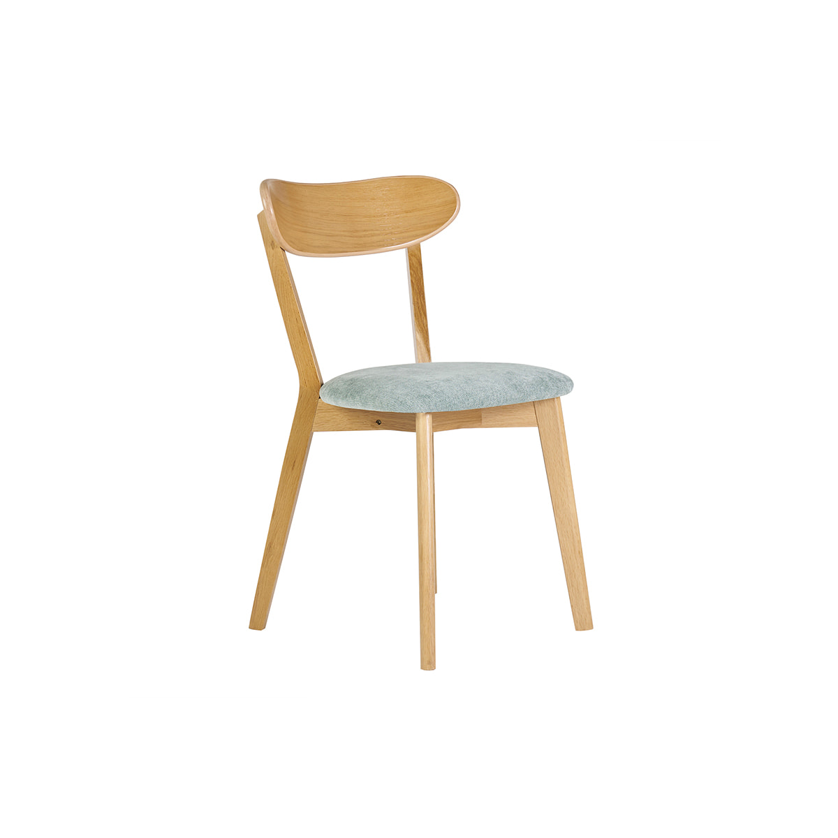 Chaises vintage en bois clair chêne et tissu effet velours vert céladon (lot de 2) DOVE