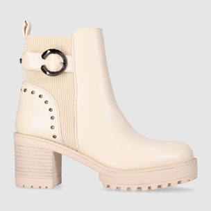Botines - Beig - Tacón: 6 cm
