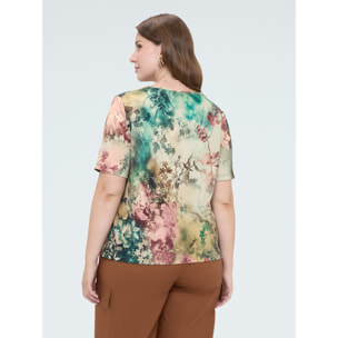 Fiorella Rubino - Camiseta de punto con estampado y cuello suave - Verde